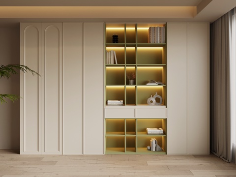 法式奶油风置物柜su模型