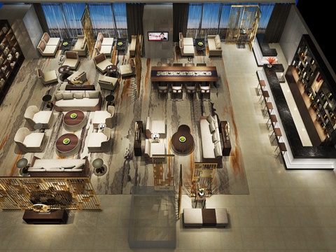  餐厅吧台沙发套装3d模型 