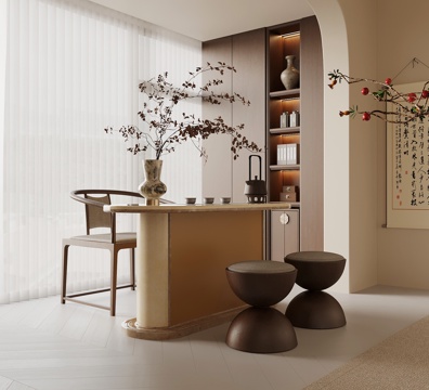  新中式茶桌椅 小茶台3d模型 