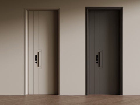  现代子母门 防盗门 入户门3d模型 