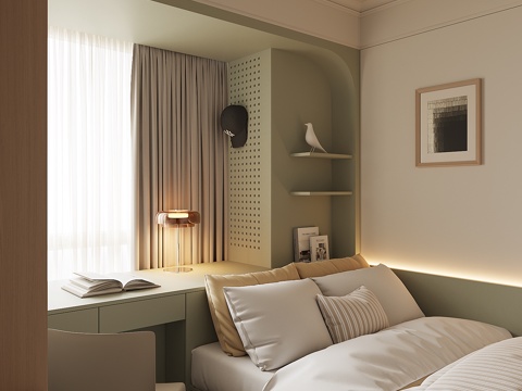  现代榻榻米卧室3d模型 