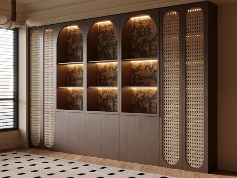  中古风书柜3d模型 