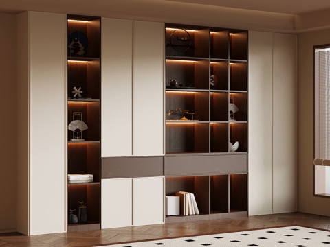  中古风书柜3d模型 