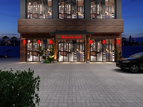  中式门头一个3d模型 