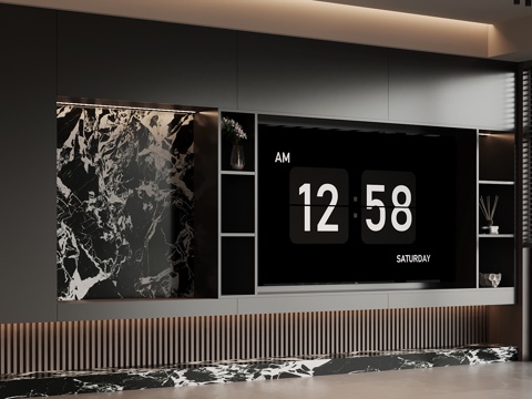  现代意式电视背景墙3d模型 