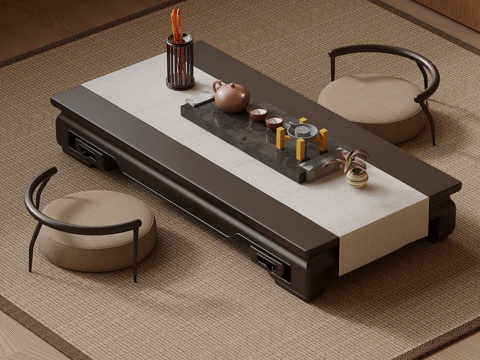  新中式茶桌椅 小茶台3d模型 