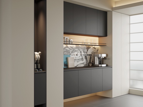  现代酒柜餐边柜su模型 