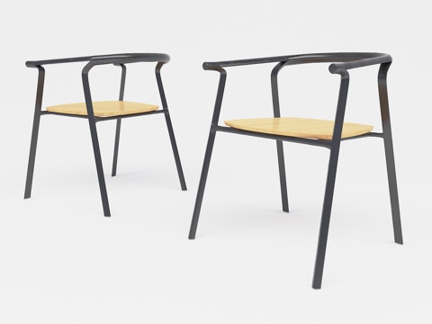  工业风铁艺椅子3d模型 