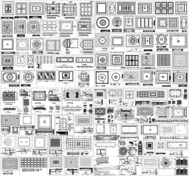 天花吊顶平面剖面节点详图CAD素材图库cad施工图