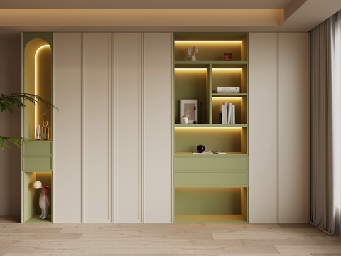 法式奶油风置物柜su模型