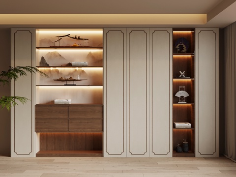  新中式书柜3d模型 