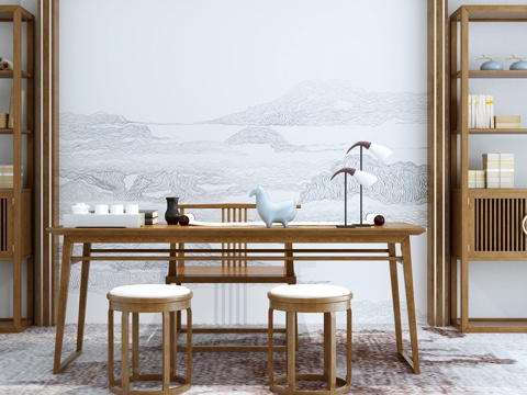  新中式条案桌子3d模型 