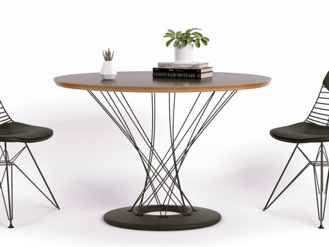  现代圆形桌子 休闲椅子 现代摆件3d模型 