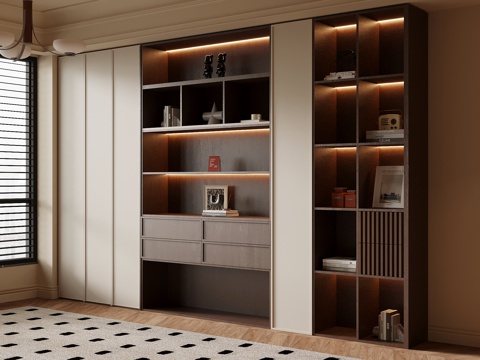 中古风书柜su模型