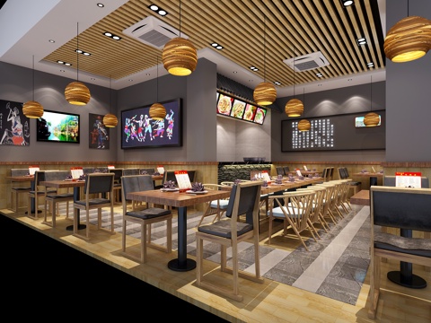  现代民族风餐厅3d模型 