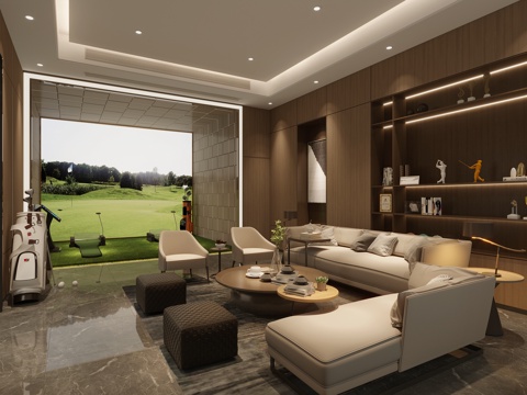  现代 娱乐室 高尔夫馆 休闲沙发3D模型3d模型 