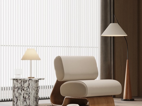  中古风休闲椅 边几 落地灯3d模型 