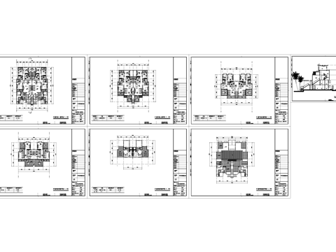 四层花园洋房建筑平剖面CAD施工图cad施工图