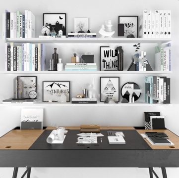  现代书桌书籍模型3d模型 