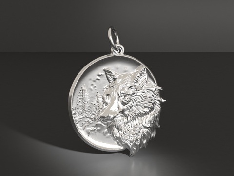  狼头吊坠3d模型 