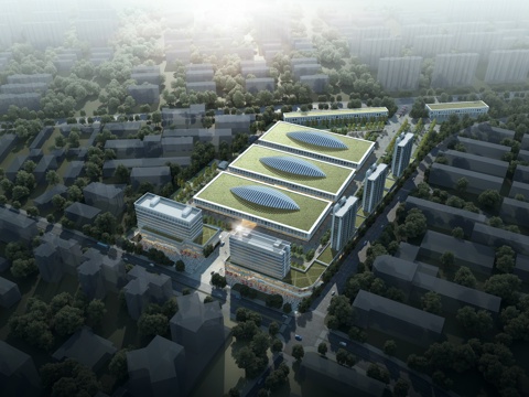  现代 办公楼 产业园 鸟瞰3D模型3d模型 