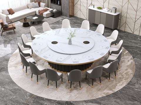  现代风格餐厅 大包厢  圆桌  电磁炉3d模型 