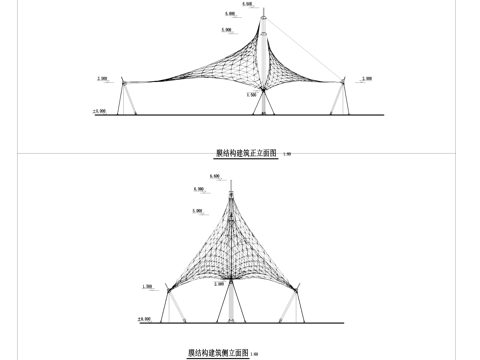 张拉膜亭建筑结构CAD施工图cad施工图