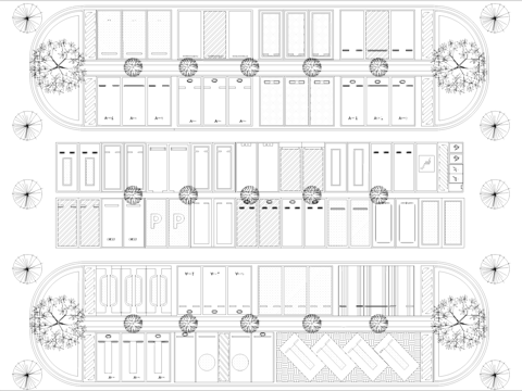 户外停车场平面图块图库cad施工图