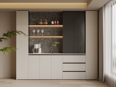  现代简约酒柜 餐边柜3d模型 