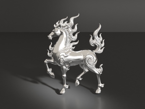  吉祥马胸针3d模型 