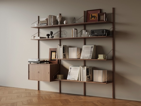  中古风书架 置物架3d模型 