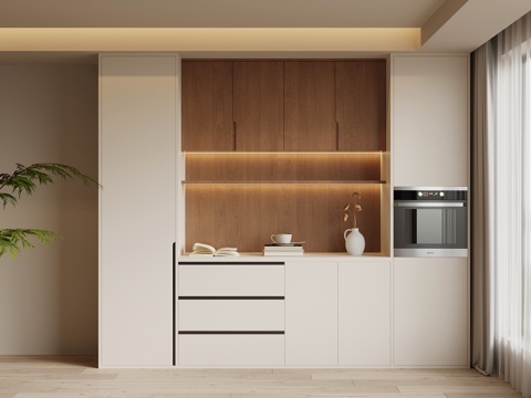 中古风酒柜 餐边柜su模型