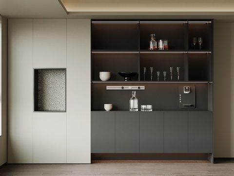 现代酒柜 餐边柜su模型