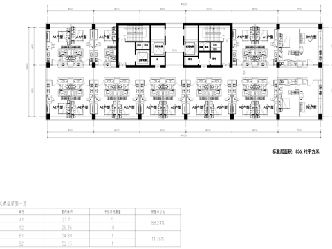 公寓式酒店客房户型图建筑平面CAD施工图cad施工图