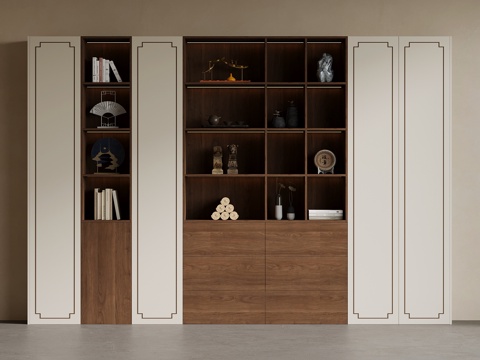  新中式书柜3d模型 