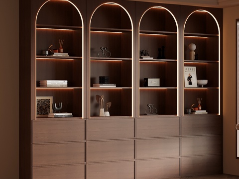 中古风书柜su模型