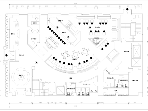 酒店首层大堂餐厅室内工装平面图CAD施工图cad施工图