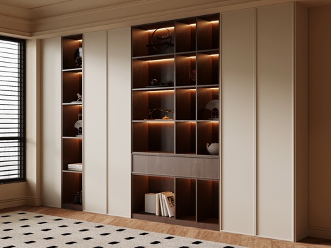  中古风书柜3d模型 