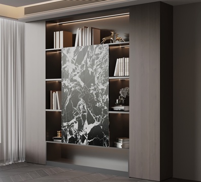 现代意式书柜 置物柜su模型