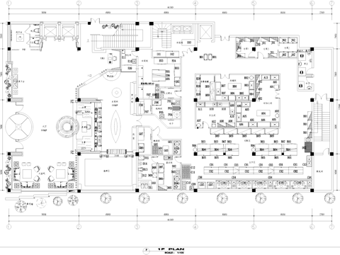 餐厅大堂室内工装平面图CAD施工图cad施工图cad施工图