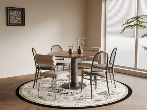  法式复古风休闲桌椅 餐桌椅3d模型 