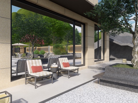 现代户外 庭院花园休闲椅 单人椅su模型