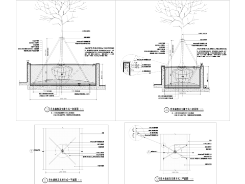 乔木栽植及支撑方式节点大样详图CAD施工图cad施工图