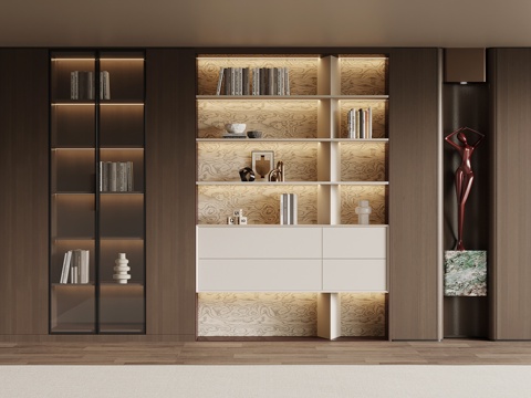 现代简约书柜su模型