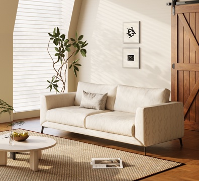 现代双人沙发 布艺休闲沙发su模型