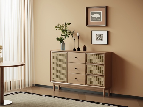  中古风玄关柜 边柜 端景柜 斗柜3d模型 