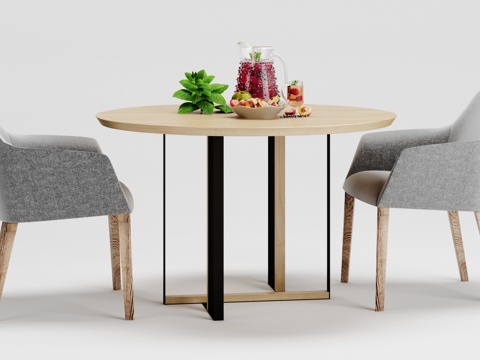  北欧休闲餐桌椅子组合3d模型 