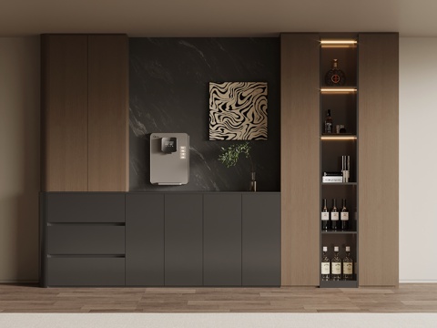  现代意式酒柜 餐边柜su模型 