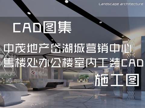 长乐中茂地产岱湖城营销中心售楼处办公楼室内工装CAD施工图cad施工图