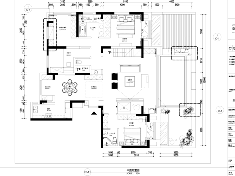 别墅室内家装平面系统图CAD施工图cad施工图